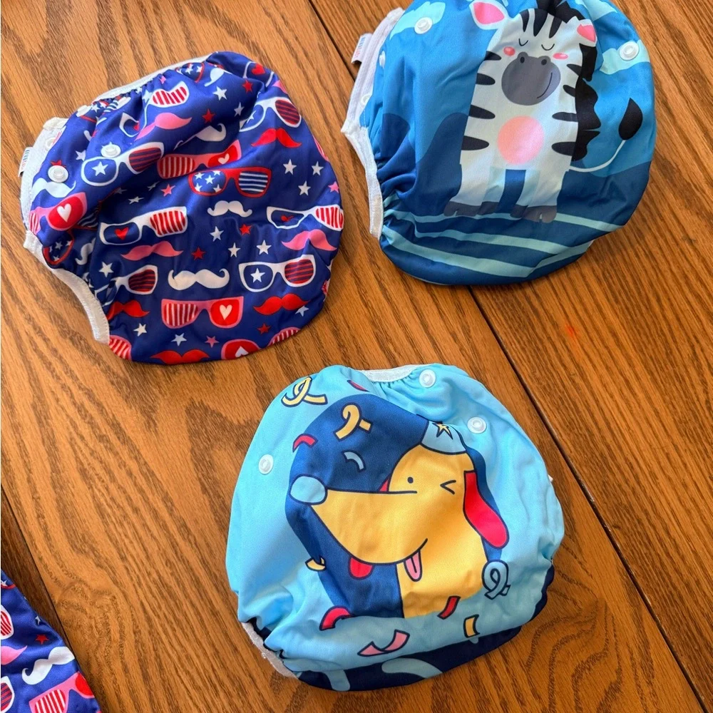 Alva Baby set of 3 Patriotic One size reusable Swim Diapers with Bag